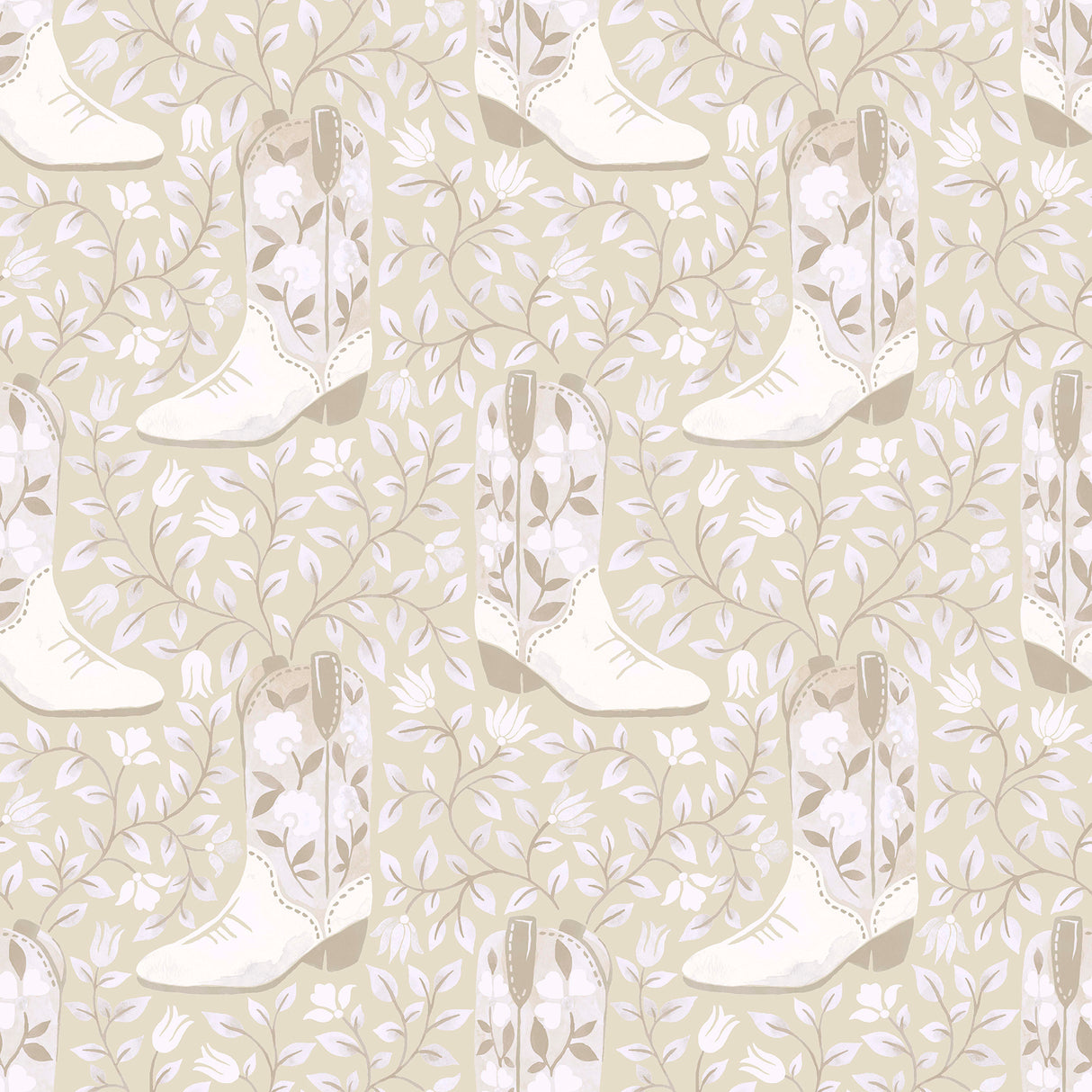 Cowgirl Like Me Beige Peel and Stick Wallpaper by RoomMates - RMWS1261