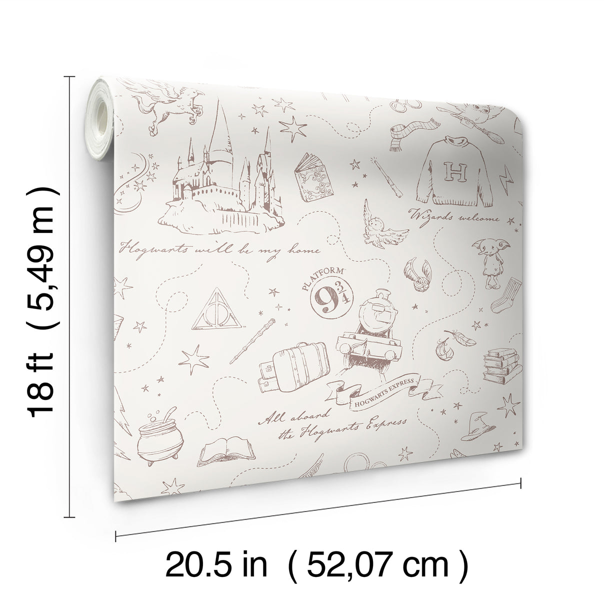 Harry Potter Magical Moments Trail Cream by RoomMates Officially Licensed Wizarding World Icons Peel and Stick Wallpaper - RMWS1263