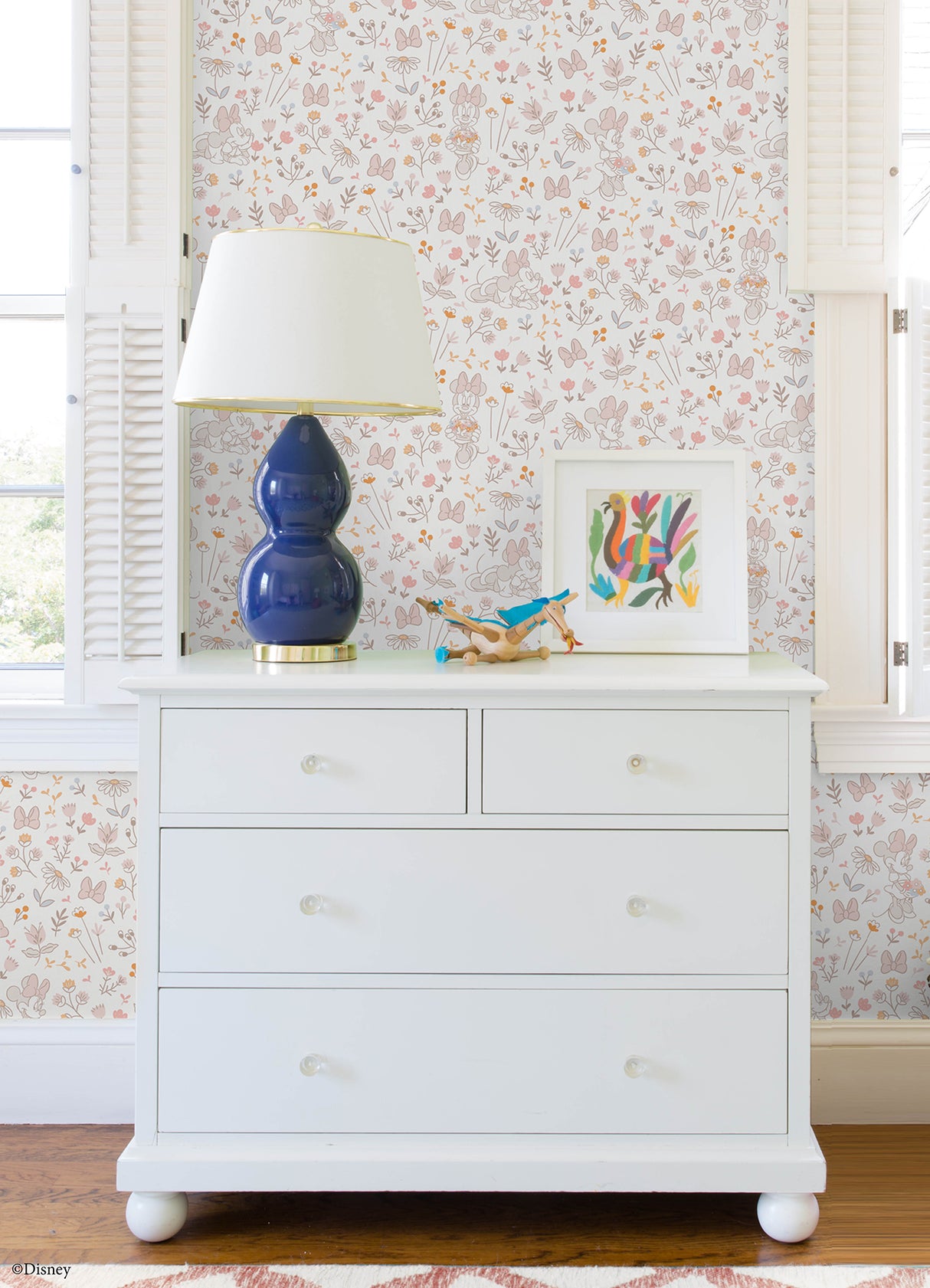 Disney Minnie Mouse Pretty as a Flower Pink by RoomMates Floral Character Peel and Stick Kids Nursery Wallpaper - RMWS1271