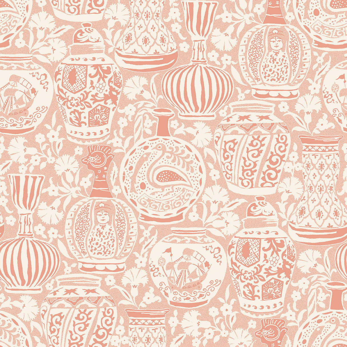 Delft Pottery Peach Peel and Stick Wallpaper by RoomMates - RMWS1275