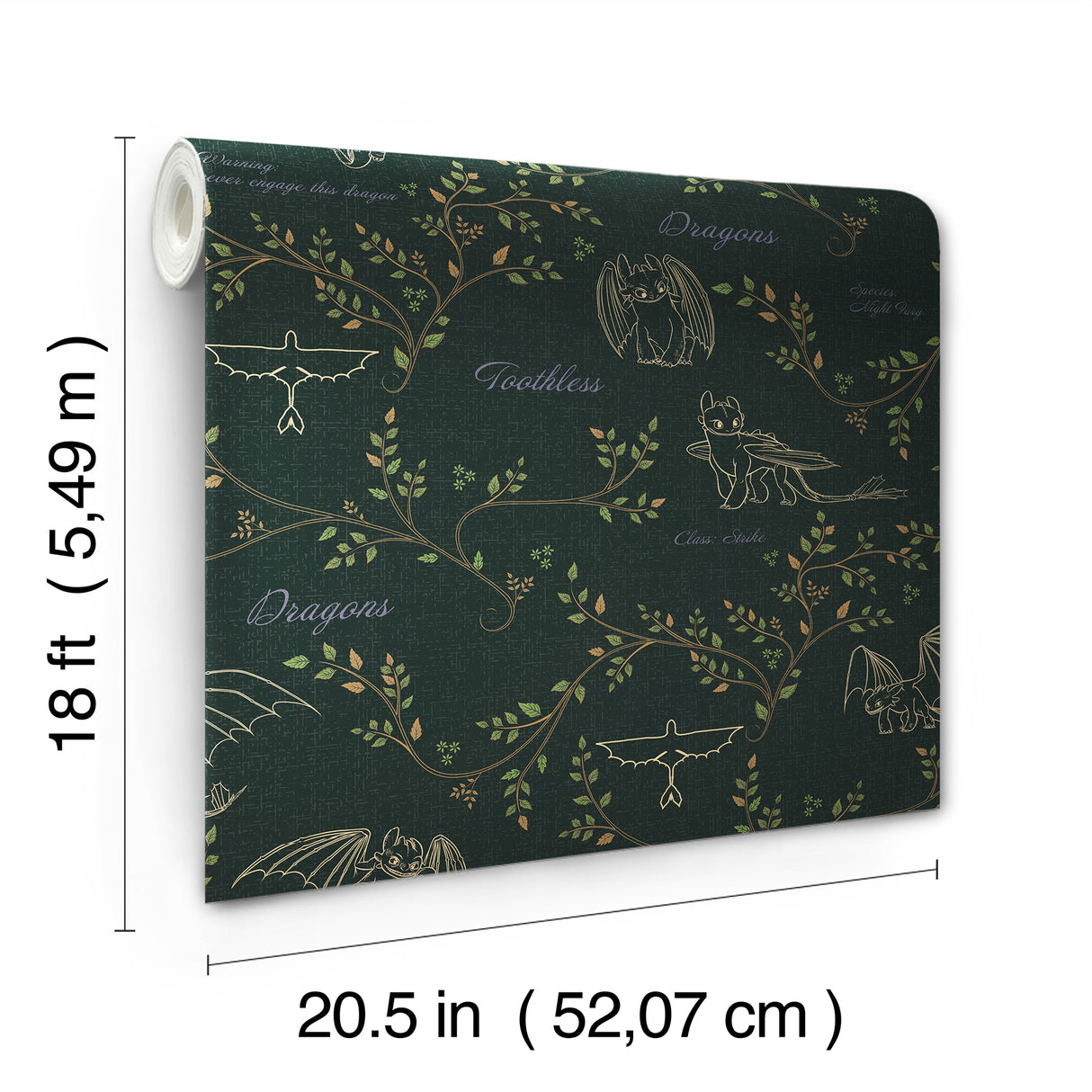 How to Train Your Dragon Toothless Radical Nature Green Officially Licensed DreamWorks Peel and Stick Wallpaper by RoomMates - RMWS1297