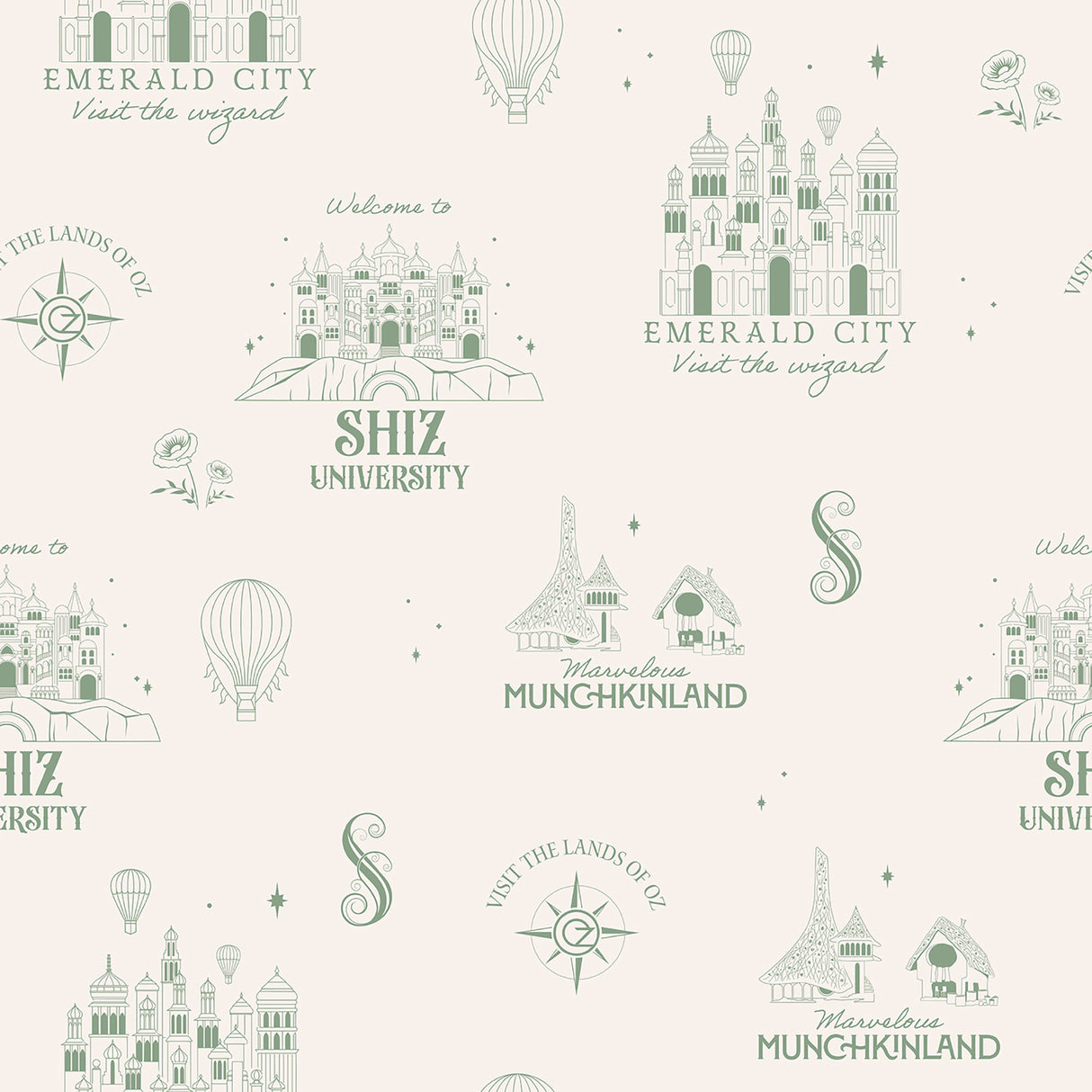 Wicked Land of Oz Peel and Stick Wallpaper Green by RoomMates RMWS1308