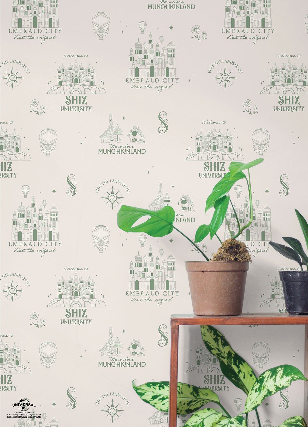 Wicked Land of Oz Green by RoomMates Officially-Licensed Emerald City and Munchkinland Whimsical Fantasy Peel and Stick Wallpaper - RMWS1308