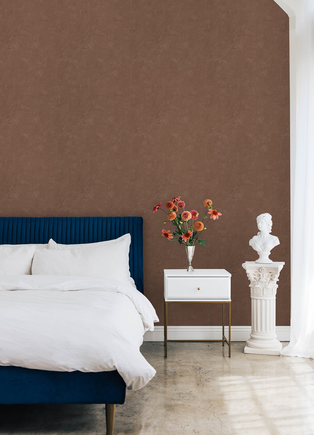 Daphne Limewash Mocha by Mr. Kate for RoomMates Modern Texture Peel and Stick Removable Vinyl Wallpaper 20.5 in x 18 ft - RMWS1309
