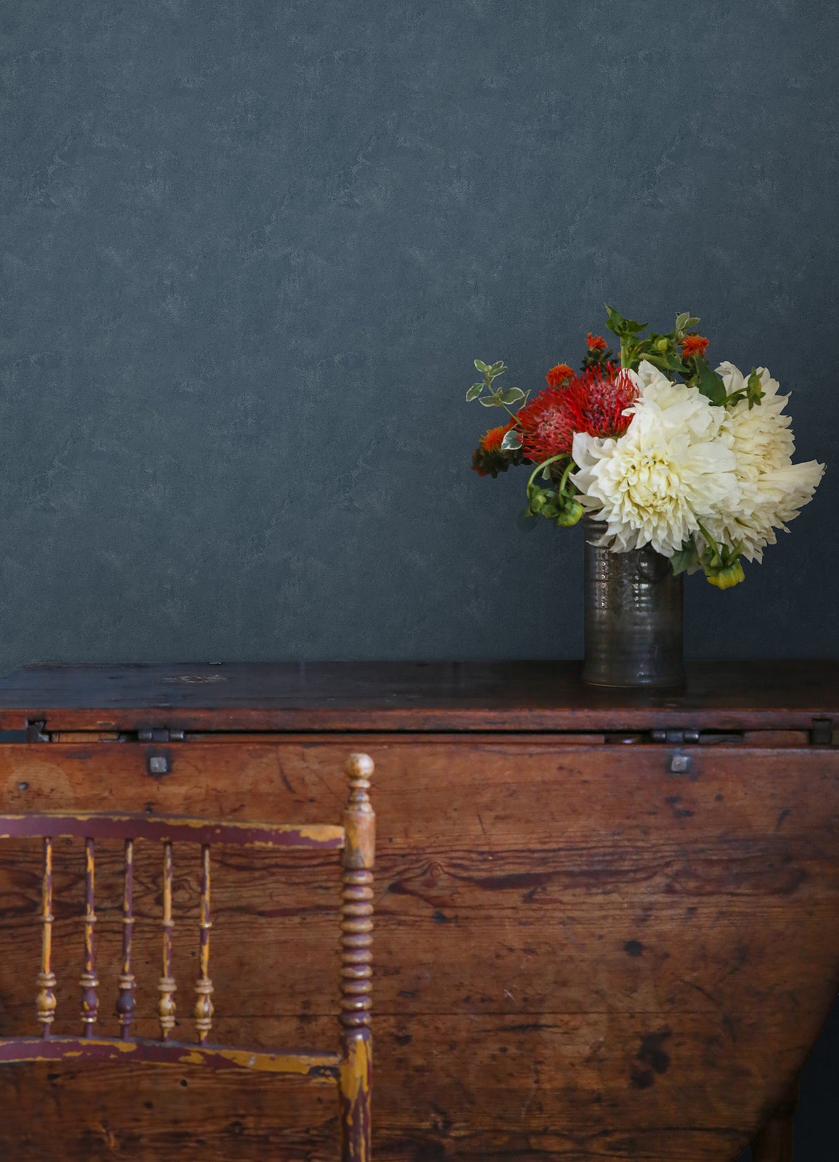 Daphne Limewash Moody Blue by RoomMates Fully Removable Peel and Stick Vinyl Texture Pattern Wallpaper from the Mr. Kate Collection - RMWS1310