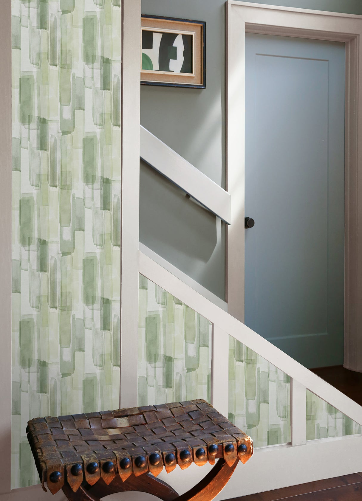Mr. Kate Watercolor Glass Olive Green by RoomMates Fully Removable Peel and Stick Bohemian Watercolor Tile Wallpaper Roll - RMWS1313