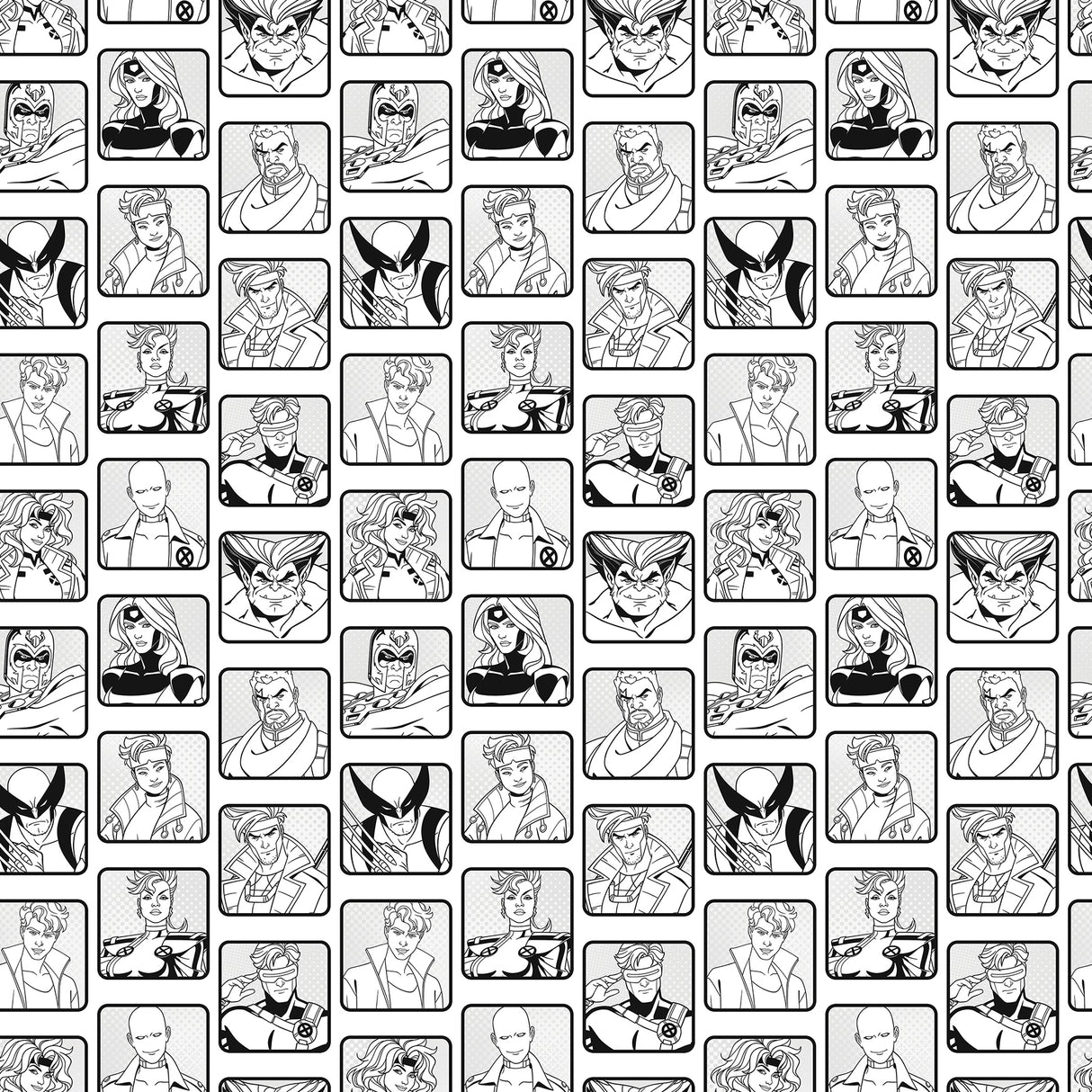 Marvel's X-MEN '97 Comic Cast Black and White Peel and Stick Wallpaper by RoomMates RMWS1319