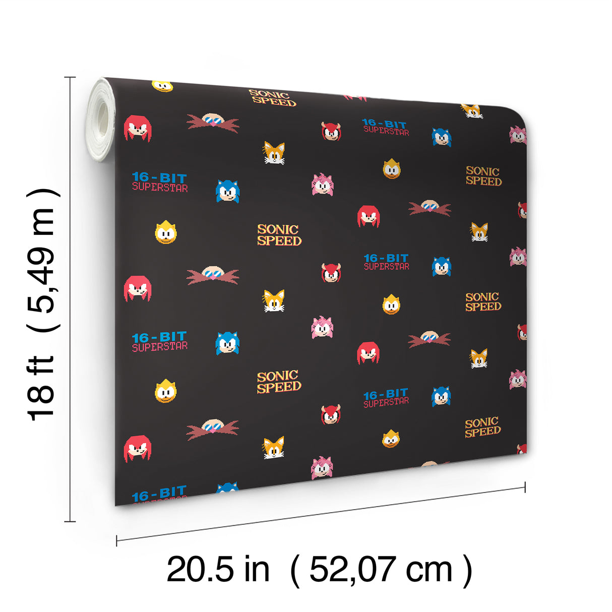 Sonic The Hedgehog 16-Bit Superstar Retro Peel and Stick Wallpaper Black by RoomMates - RMWS1333