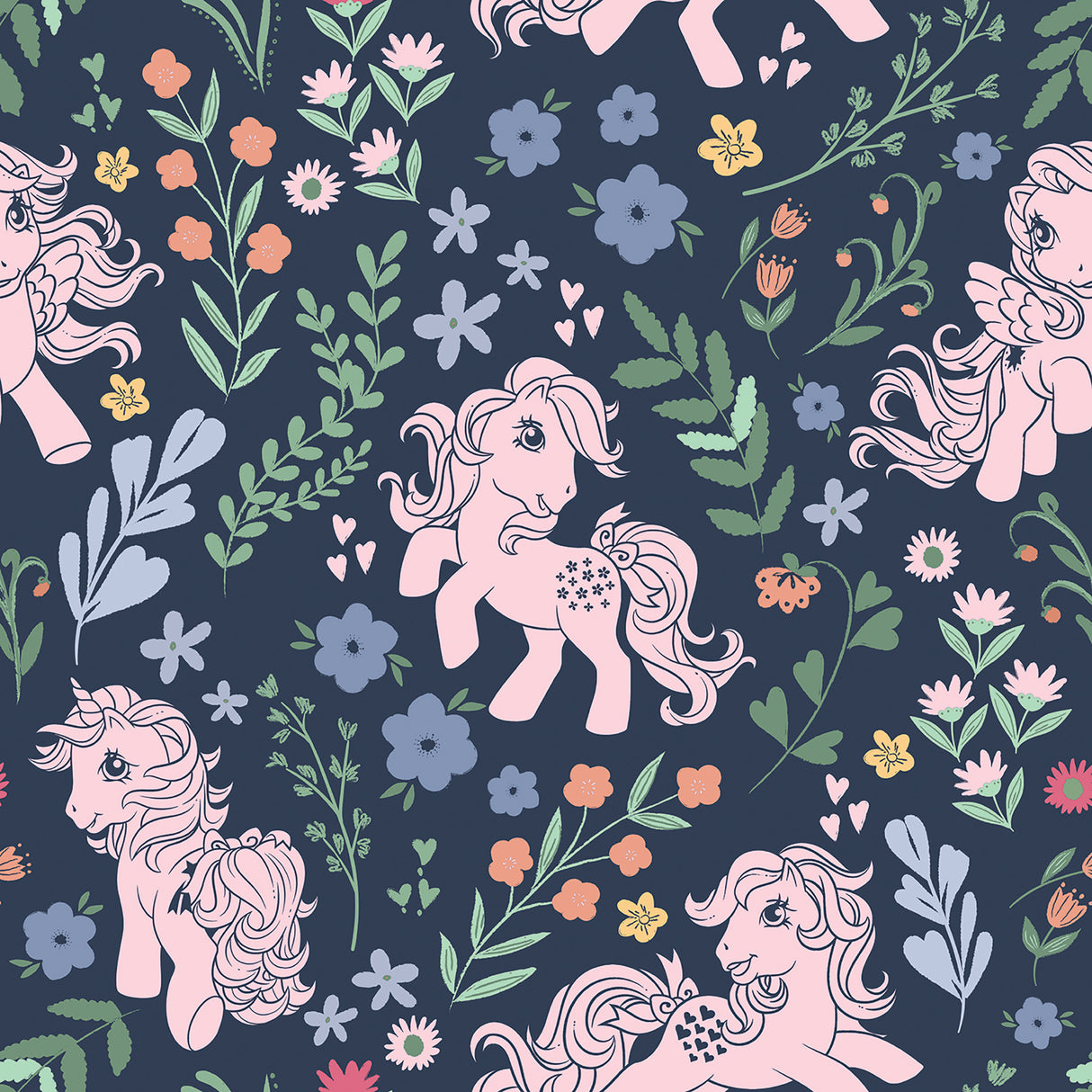 My Little Pony Retro Floral Blue Peel and Stick Wallpaper by RoomMates - RMWS1345
