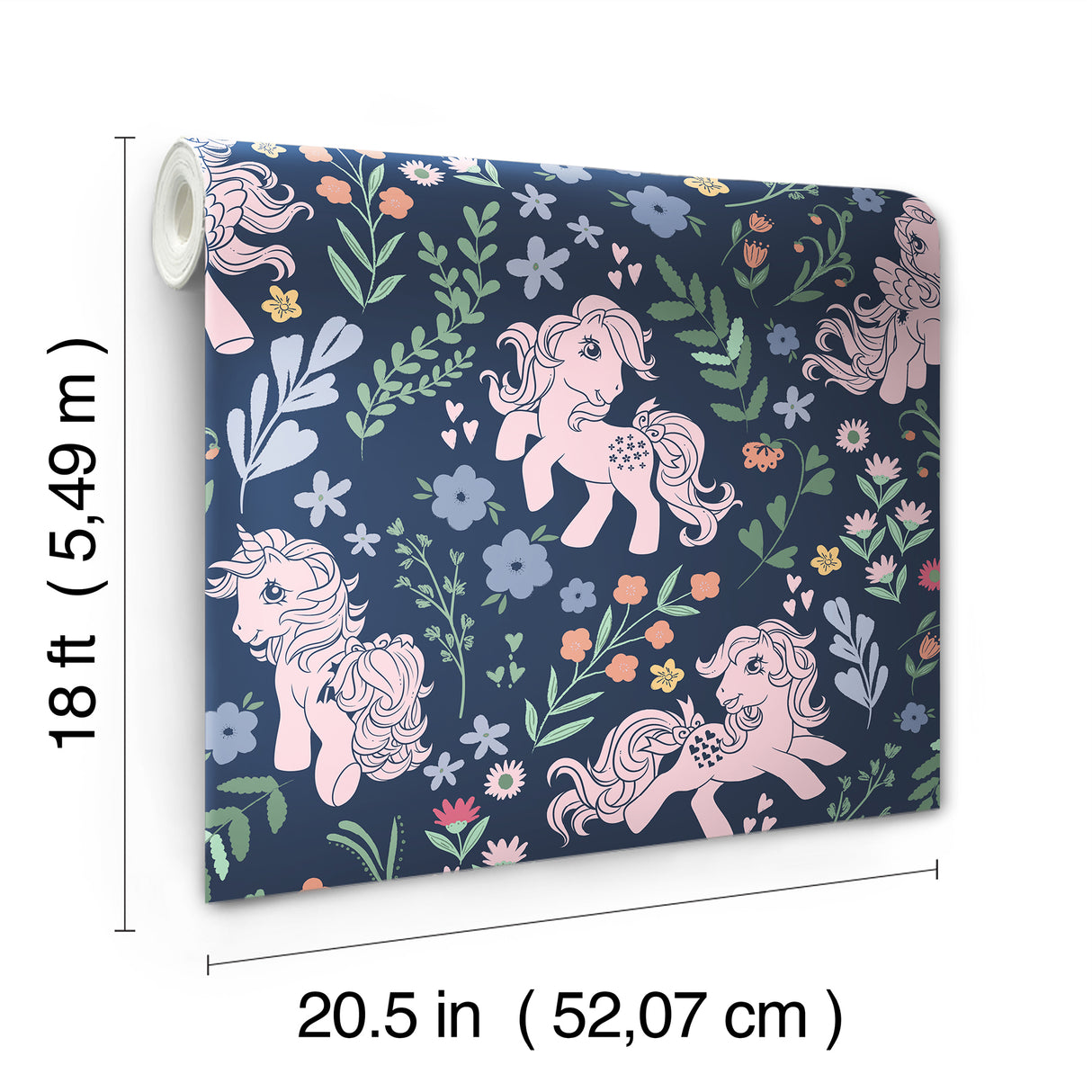 My Little Pony Retro Floral Blue by RoomMates Hasbro Licensed Kids Peel and Stick Vinyl Wallpaper for Bedroom or Playroom - RMWS1345