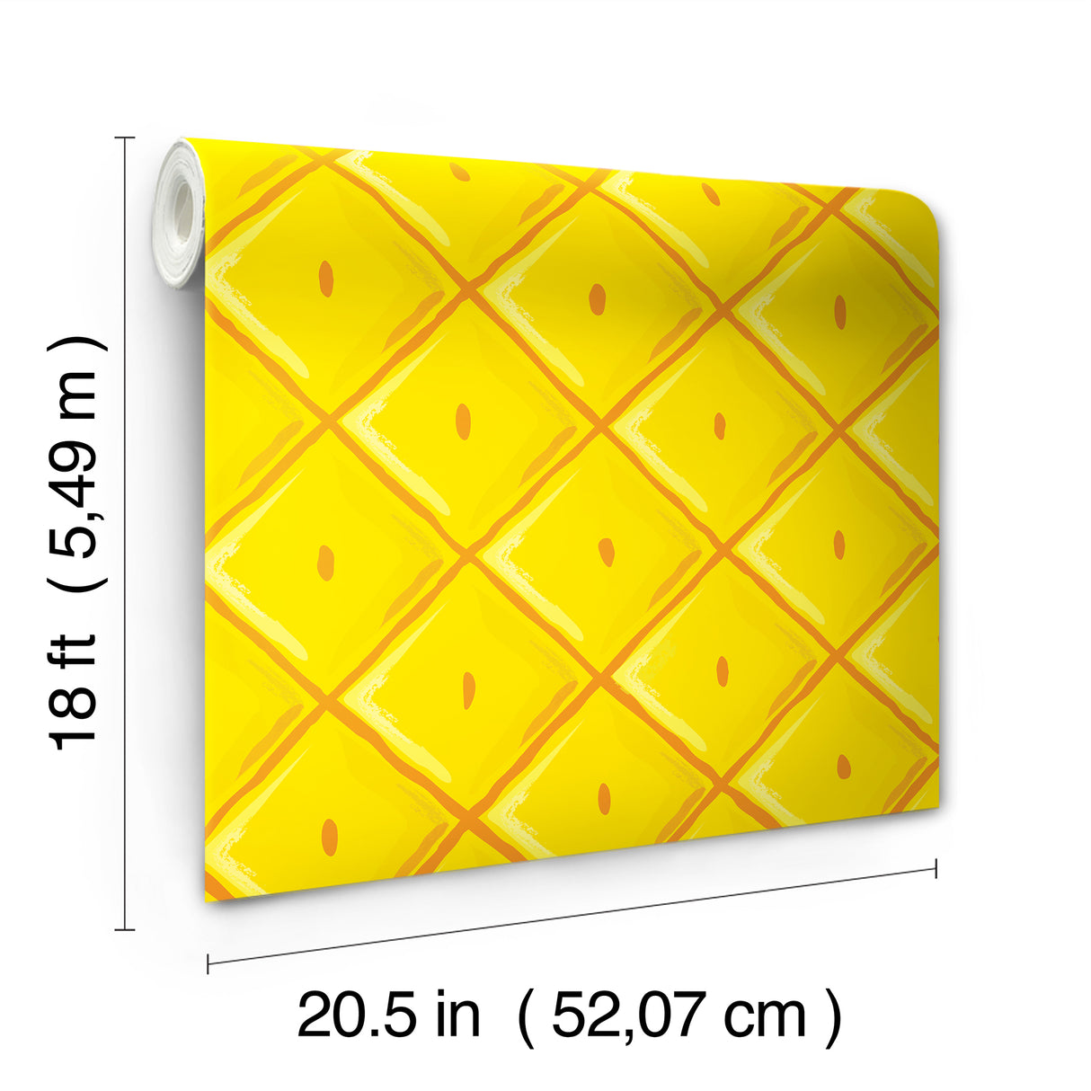SpongeBob SquarePants Pineapple Yellow Peel and Stick Wallpaper by RoomMates - Kids Licensed Novelty Beach Diamond Trellis Pattern - RMWS1364