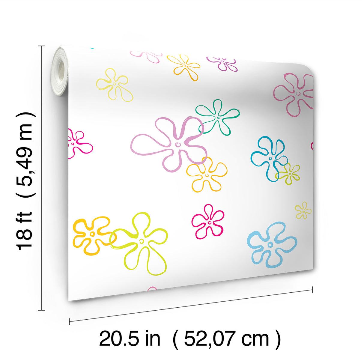 SpongeBob SquarePants Floral White by RoomMates Kids Licensed Peel and Stick Colorful Floral Novelty Wallpaper for Any Room RMWS1368