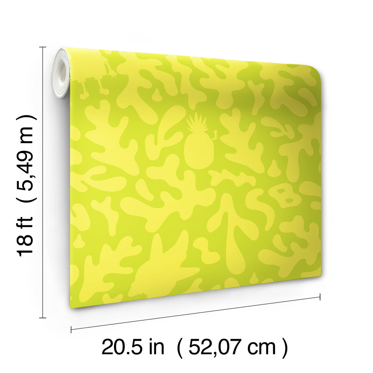 SpongeBob SquarePants Underwater Yellow by RoomMates Kids Licensed Character Beach Novelty Fully Removable Peel and Stick Wallpaper - RMWS1371