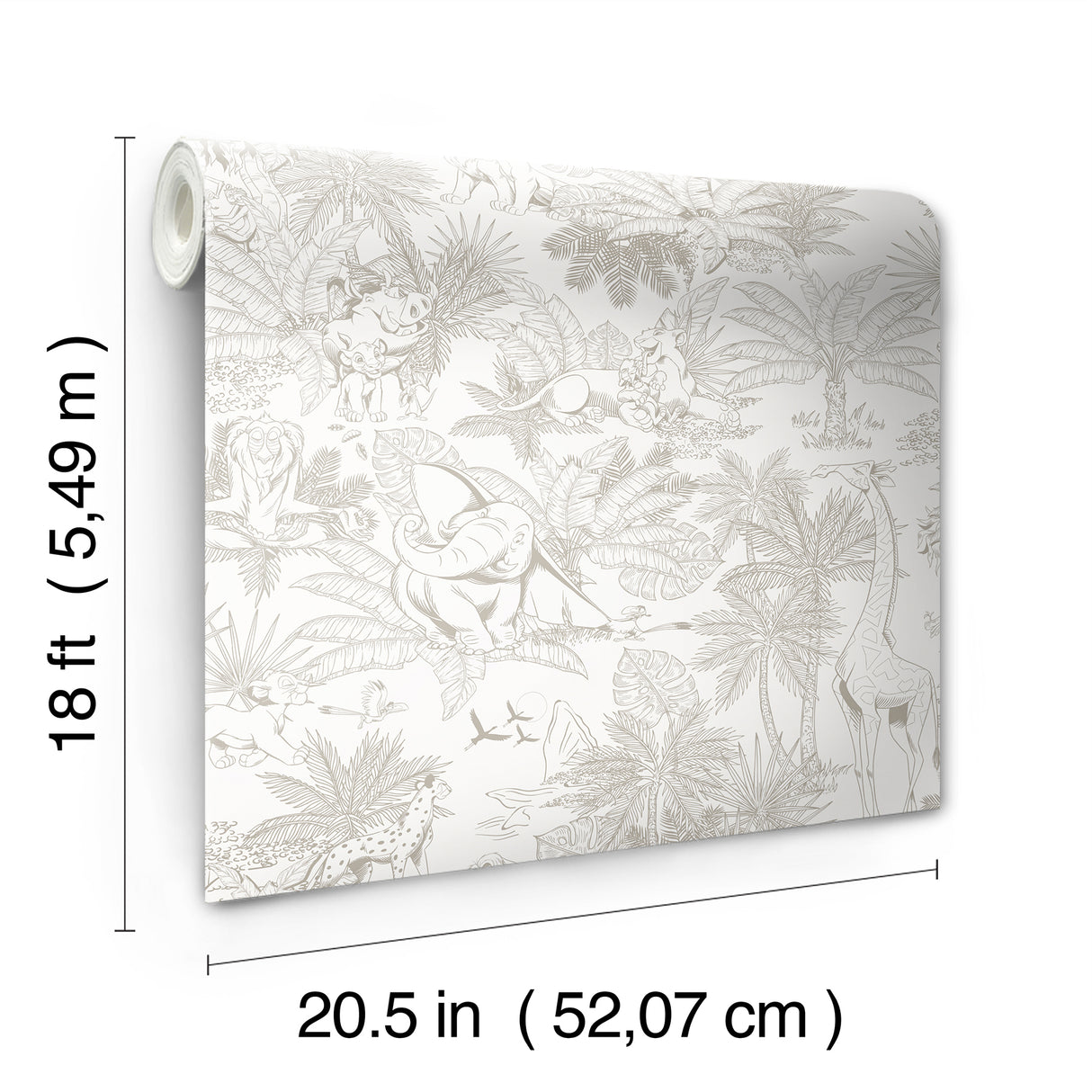 Disney Lion King Tropical Toile Beige by RoomMates Fully Removable Peel and Stick Licensed Disney Safari Kids Wallpaper Roll - RMWS1386