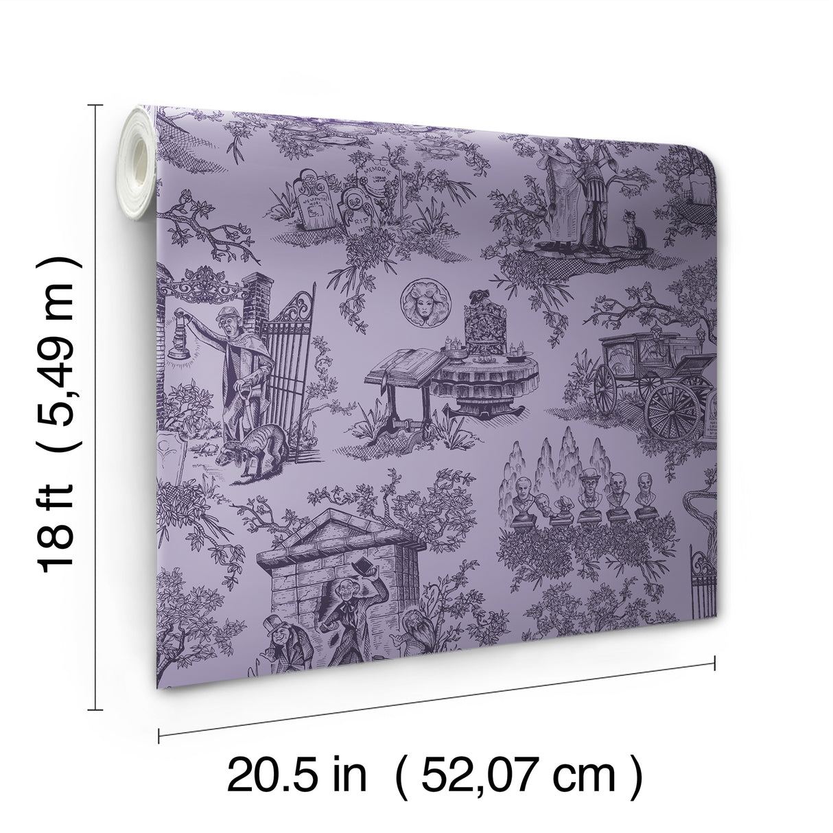 Disney Haunted Mansion Toile Purple by RoomMates Peel and Stick Wallpaper Inspired by the Iconic Haunted Mansion Attraction - RMWS1391