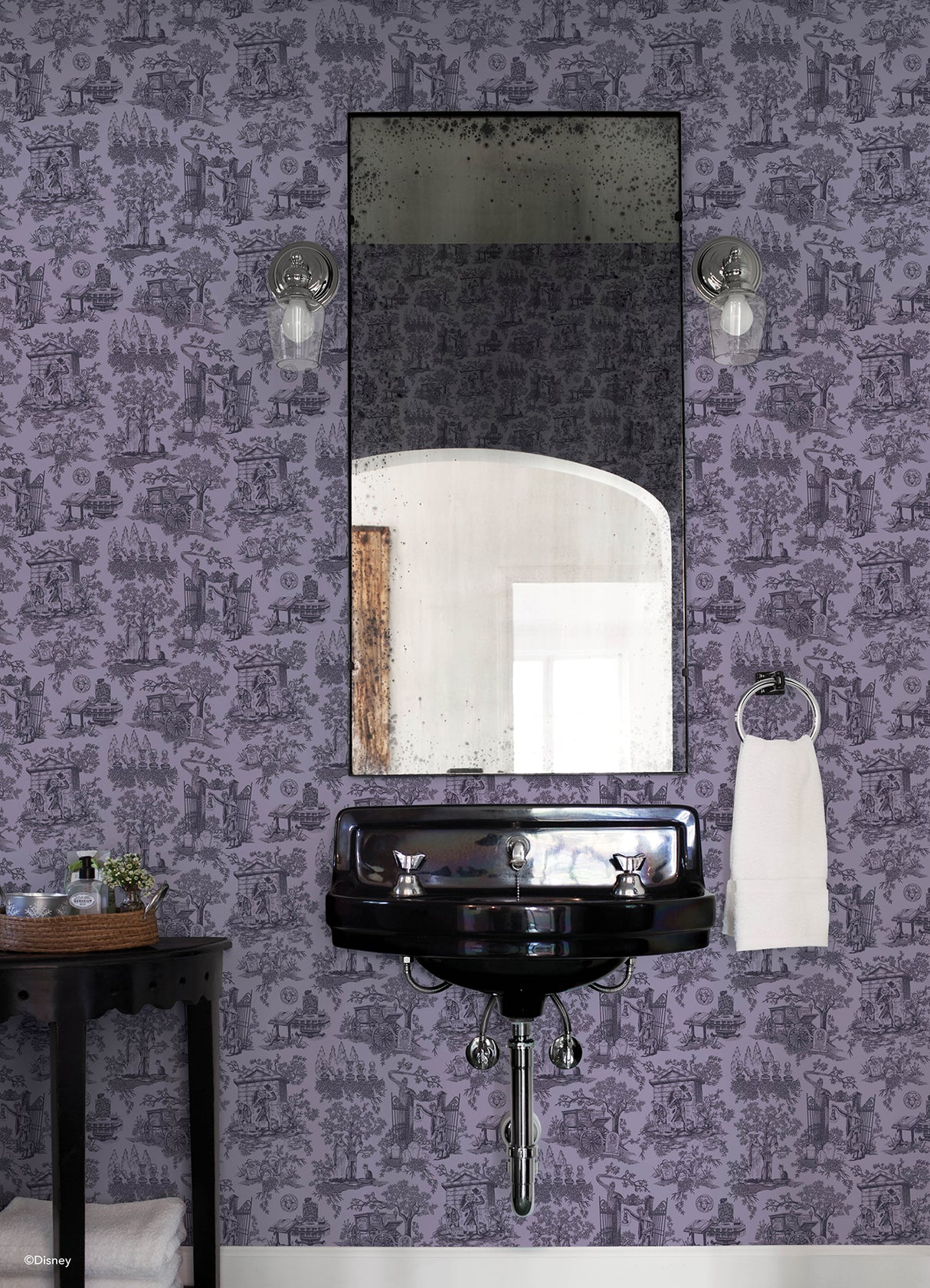 Disney Haunted Mansion Toile Purple by RoomMates Peel and Stick Wallpaper Inspired by the Iconic Haunted Mansion Attraction - RMWS1391