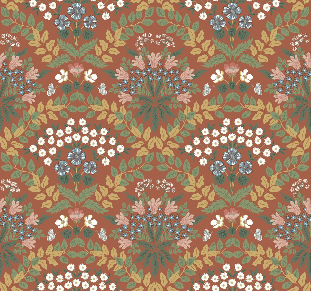 Bramble Red & Green Botanical Non Woven Unpasted Wallpaper - York RP7320