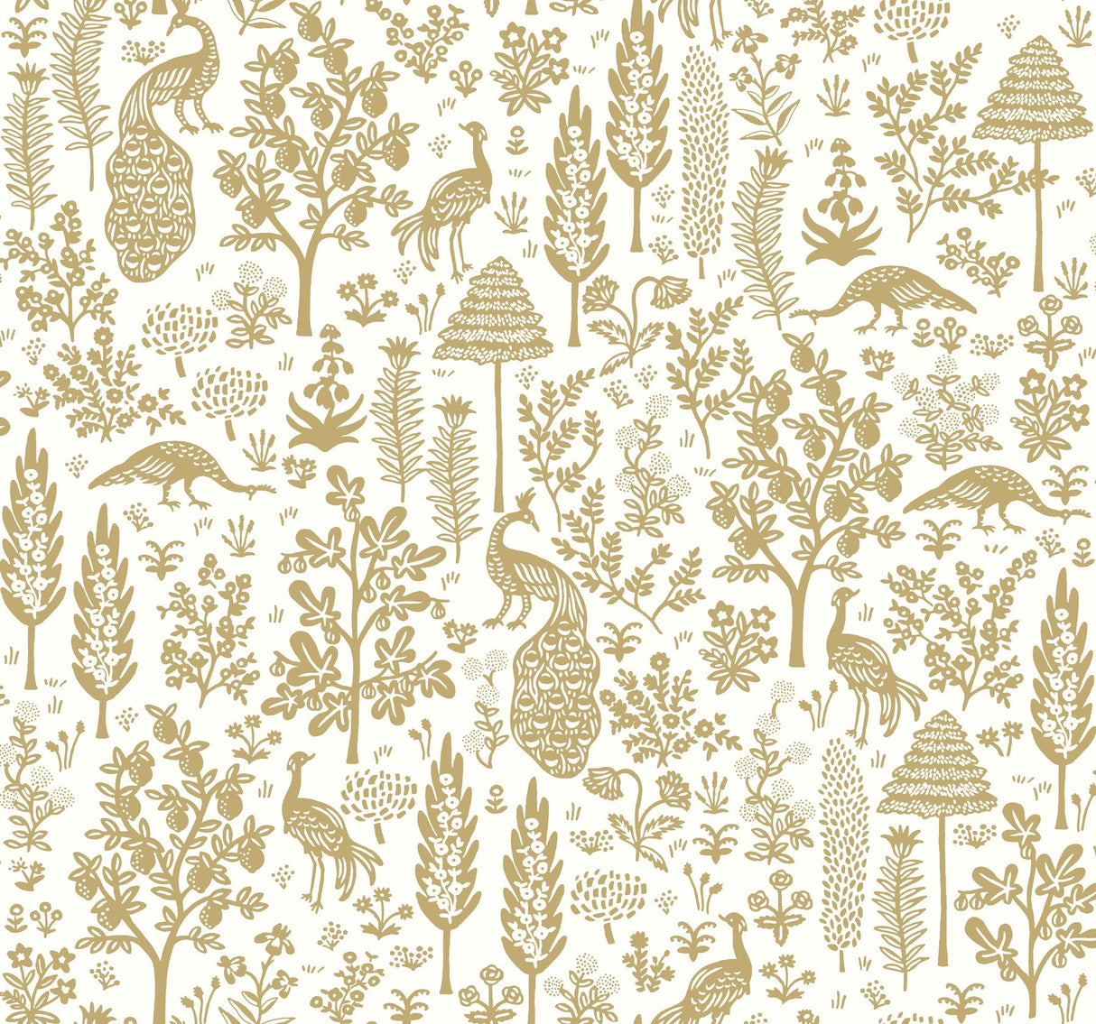 Menagerie Toile Beige Wallpaper with Botanical Animal Toile Pattern - York RP7371