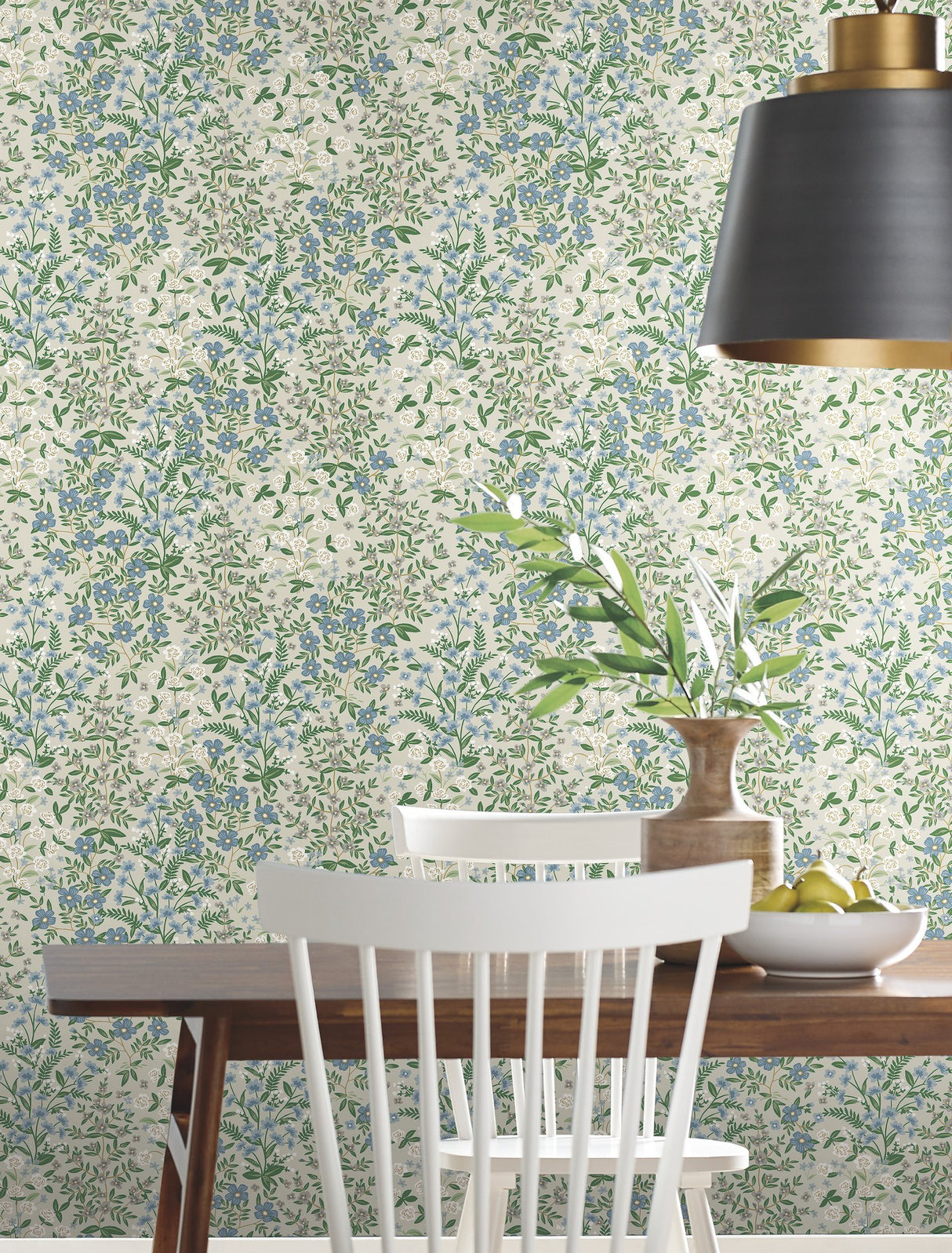 Wildwood Garden Beige & Green Wallpaper with Floral Botanical Pattern - York RP7375
