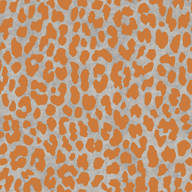 RuLeopard l'Orange Peel & Stick Wallpaper with Modern Animal Print in Metallic Taupe and Orange - RPS6149