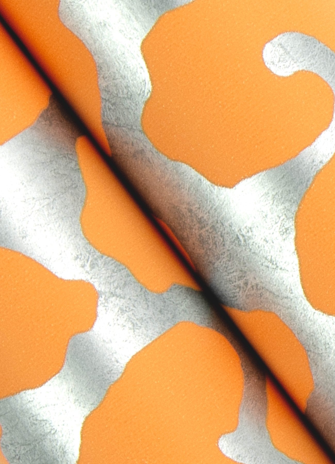 RuLeopard l'Orange Peel & Stick Wallpaper with Modern Animal Print in Metallic Taupe and Orange - RPS6149