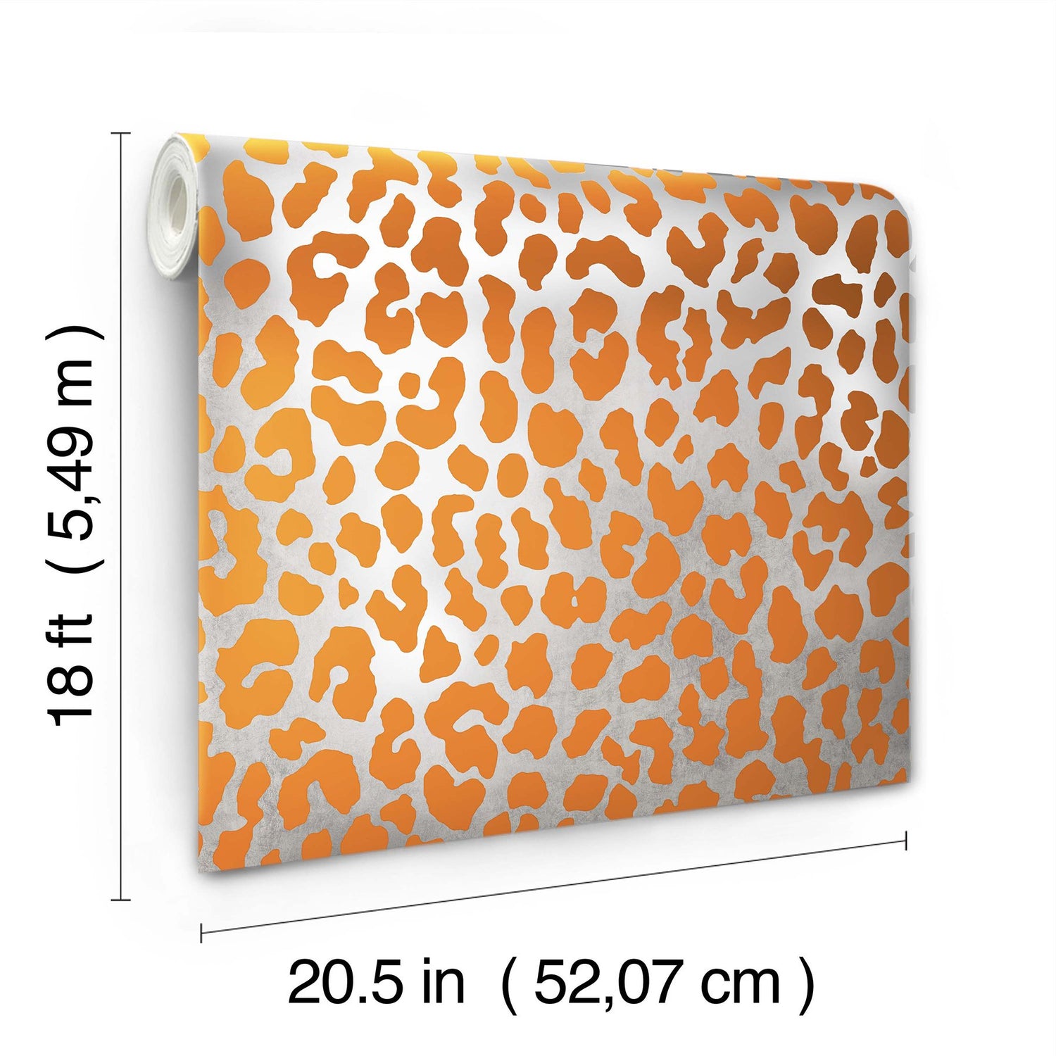 RuLeopard l'Orange Peel & Stick Wallpaper with Modern Animal Print in Metallic Taupe and Orange - RPS6149