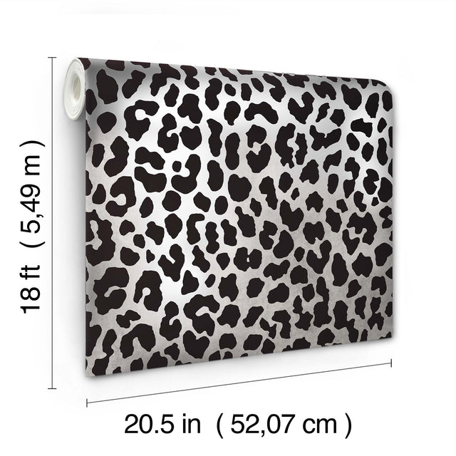 RuLeopard Black Peel & Stick Wallpaper with Modern Novelty Leopard Pattern - RPS6150