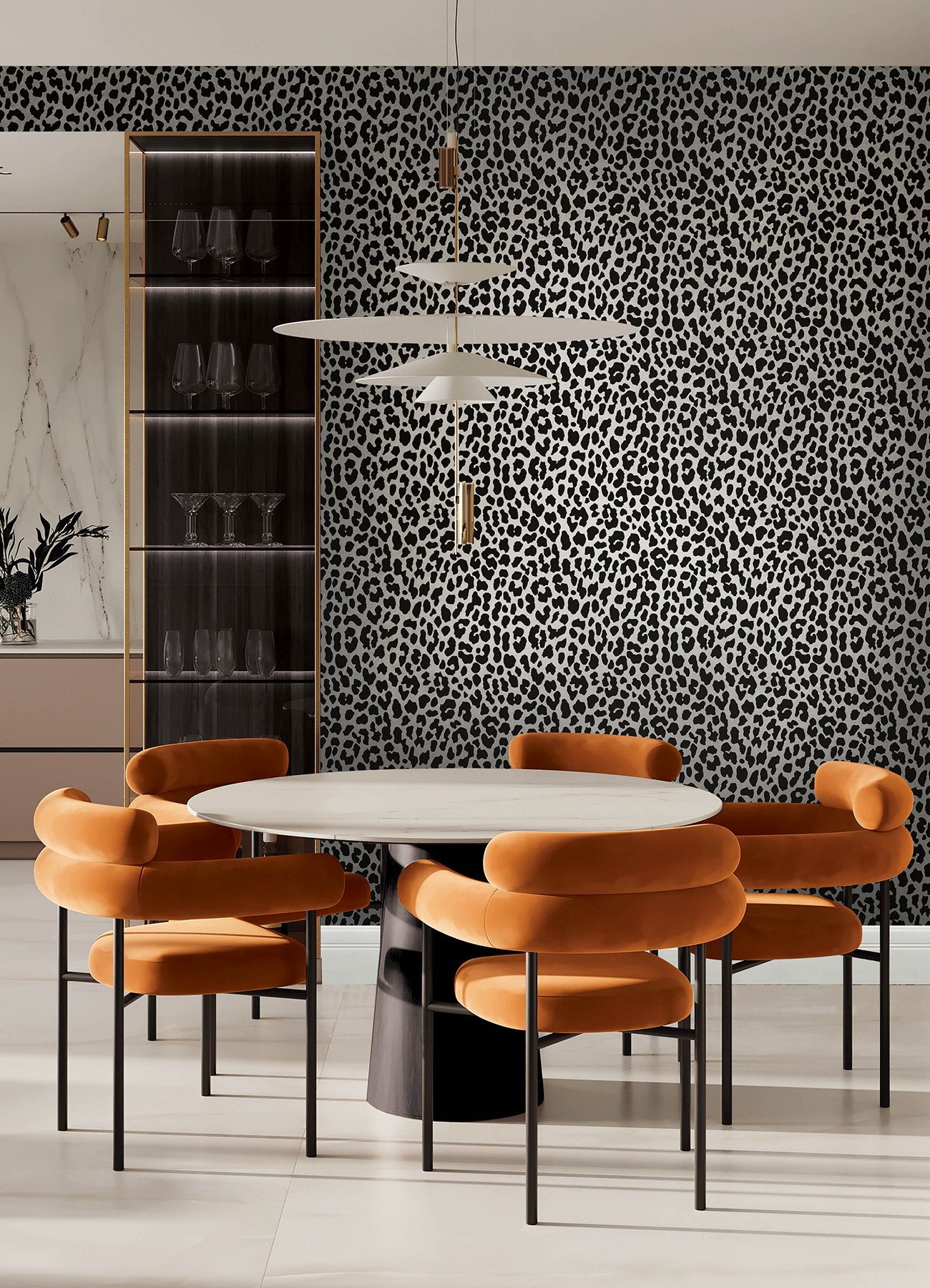 RuLeopard Black Peel & Stick Wallpaper with Modern Novelty Leopard Pattern - RPS6150