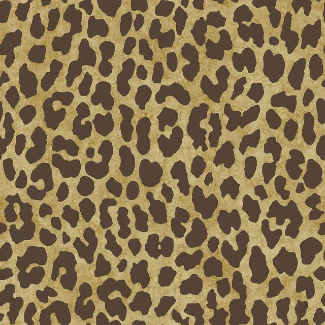 RuLeopard Brown Peel & Stick Wallpaper with Metallic Animal Print - RPS6151