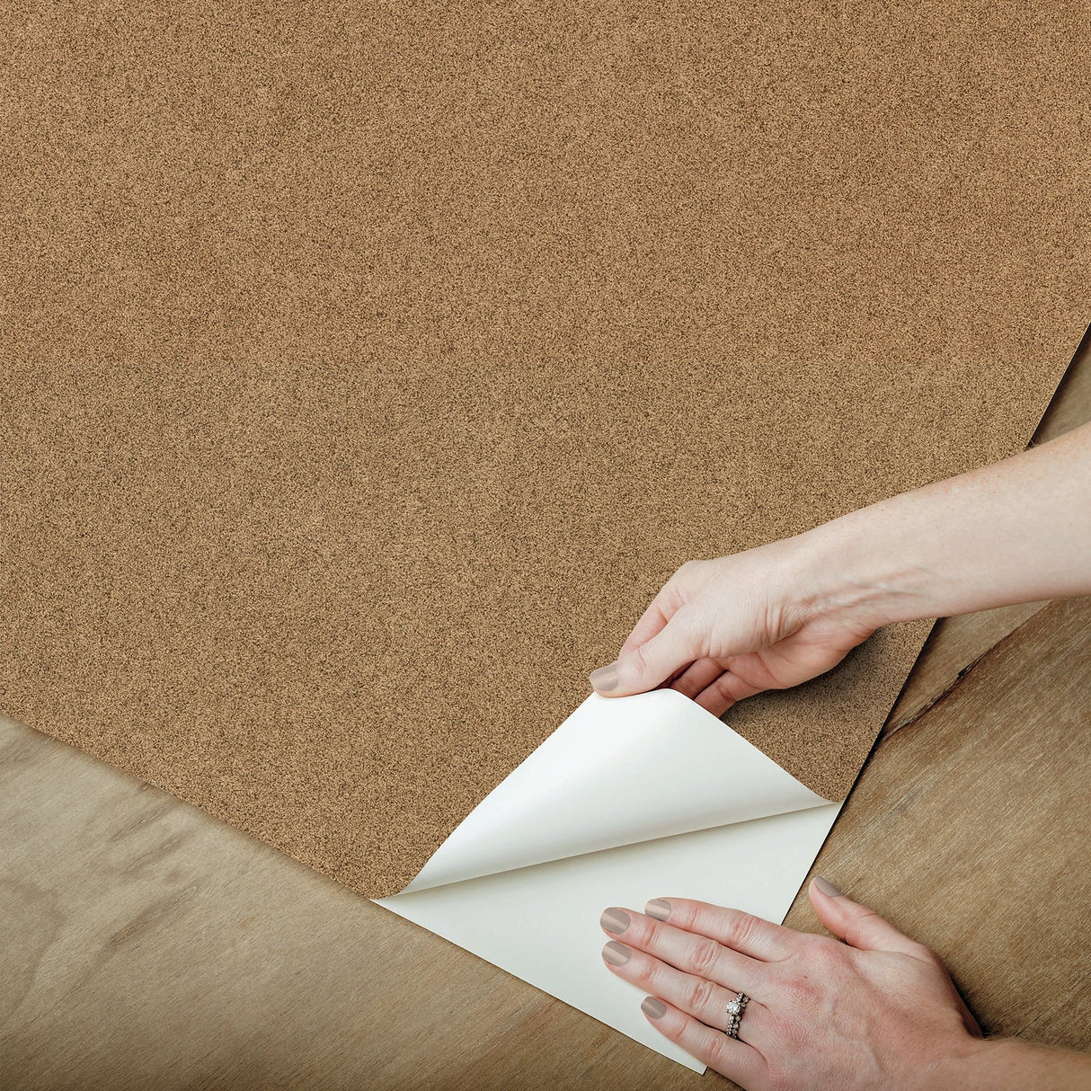 RuSuede Khaki Peel & Stick Wallpaper with Modern Fabric Texture - NuWallpaper RPS6152