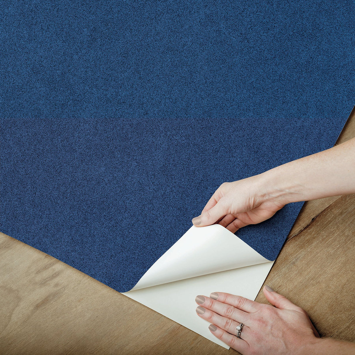 RuSuede Azure Blue Peel & Stick Wallpaper with Fabric Texture Motif - Brewster RPS6154