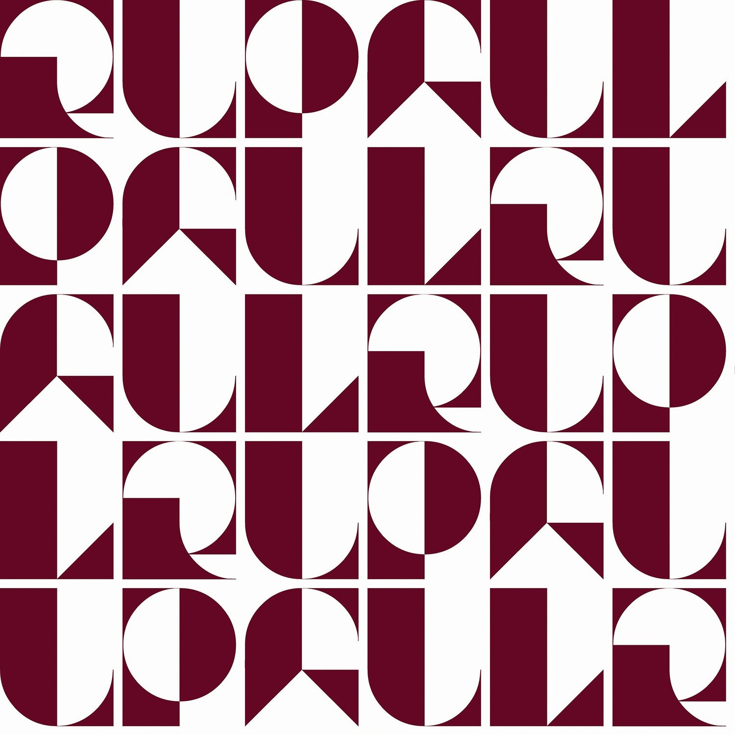 RuDeco Oxblood Red Peel & Stick Wallpaper with Art Deco Geometric Lettering - RPS6304