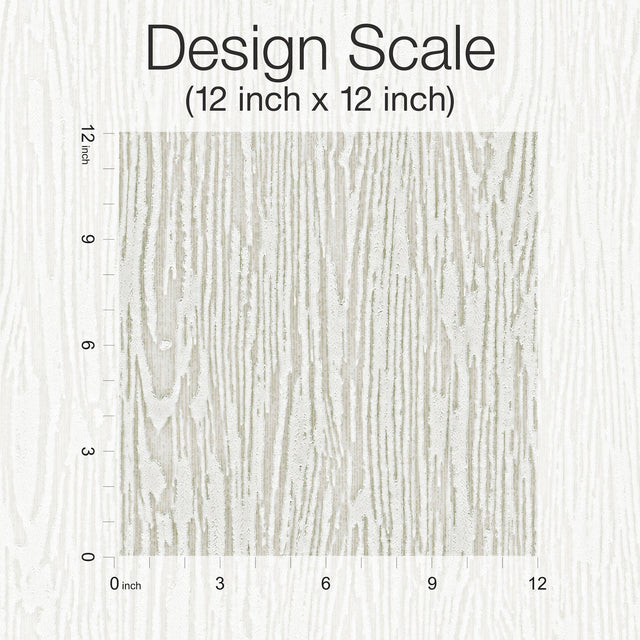 Heartwood Weathered Beige Wallpaper with Cerused Woodgrain Texture - York RRD7600N
