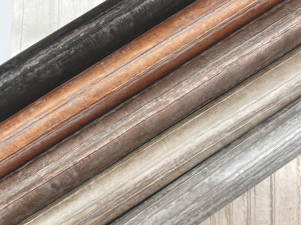 Vintage Tin Satin Brass Wallpaper with Corrugated Metallic Texture - York RRD7607N
