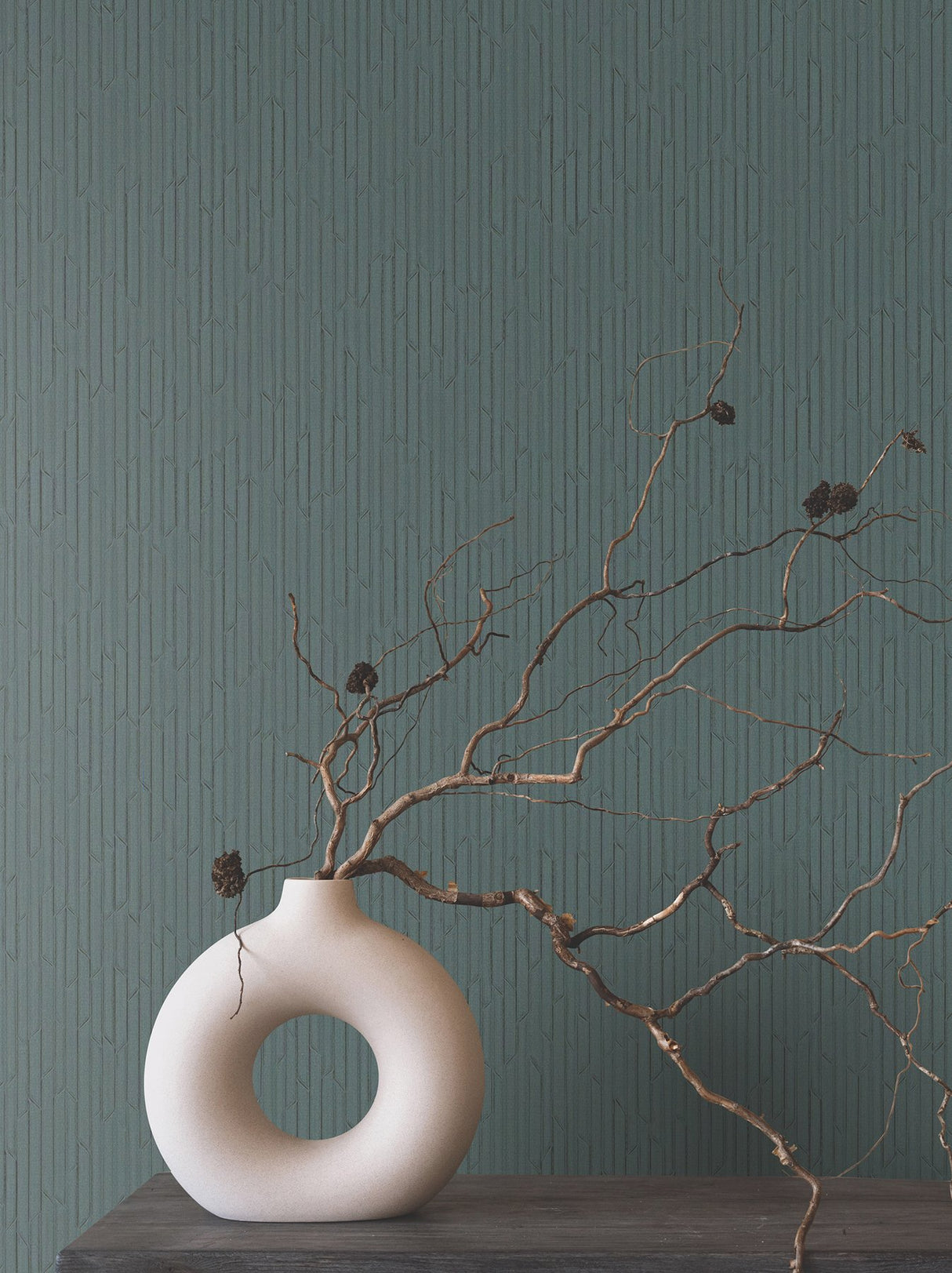 Calliope Rotary Blue Geometric Fabric-Backed Vinyl Wallpaper - Ronald Redding RRD7611N