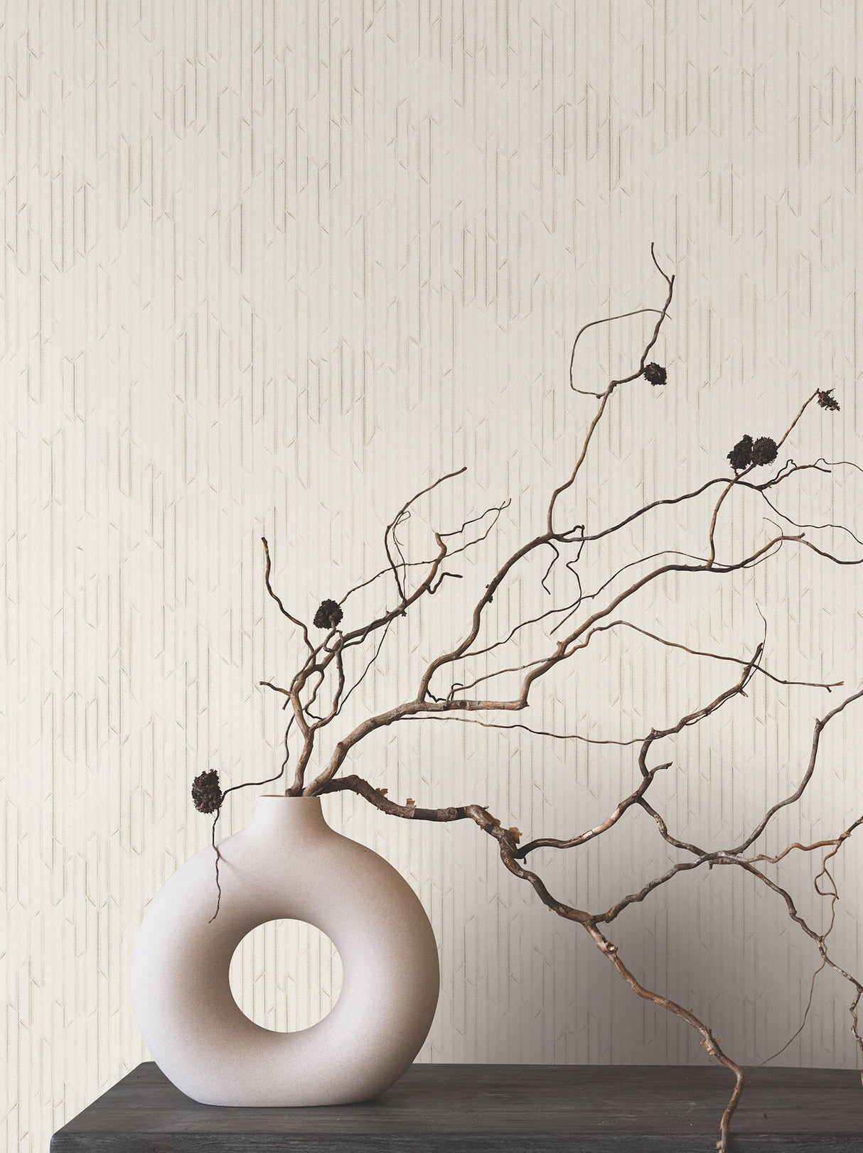 Calliope Pearl Trax Geometric Wallpaper - Ronald Redding RRD7614N