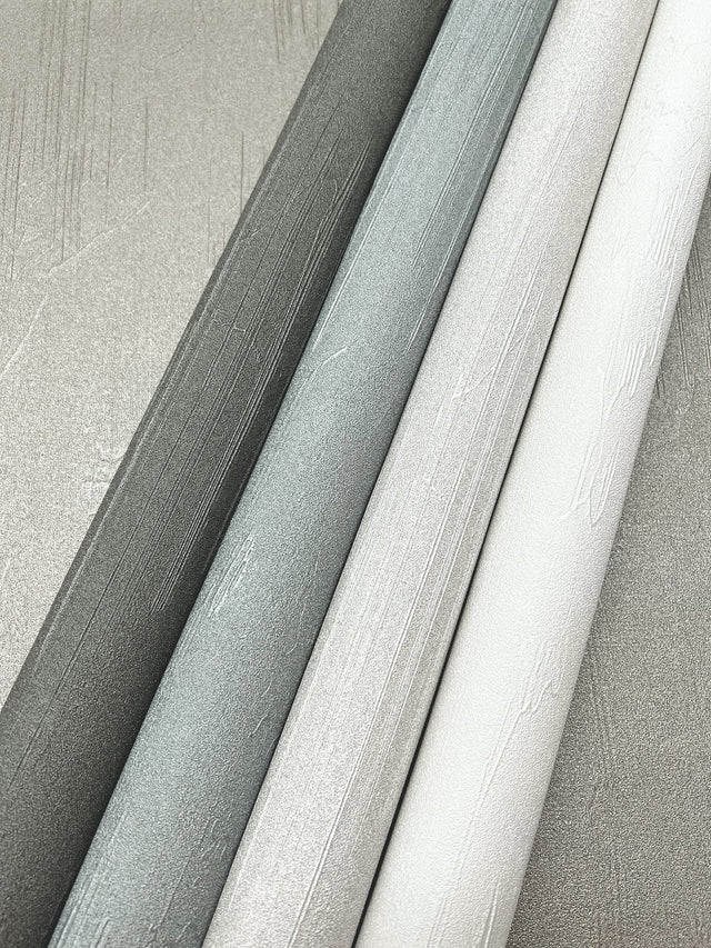 Stockroom Fieldstone Grey Textured Wallpaper with Pearlescent Metallic Plaster Motif - York RRD7629N