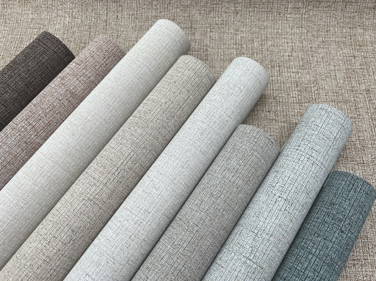 Rugged Linen Adirondack Beige Wallpaper with Textured Linen Weave - York RRD7635N