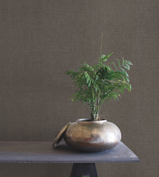 Rugged Linen Tudor Textured Wallpaper in Brown - York RRD7642N