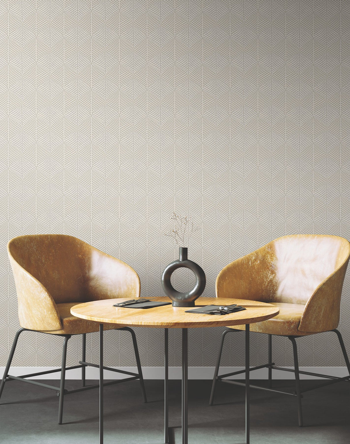 Universal Nature Sand Wallpaper with Geometric Palm Frond Motif - York RRD7660N
