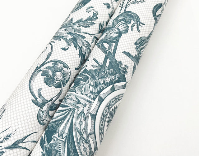 Avian Fountain Toile Jade Wallpaper with Traditional Toile Pattern - York RT7811