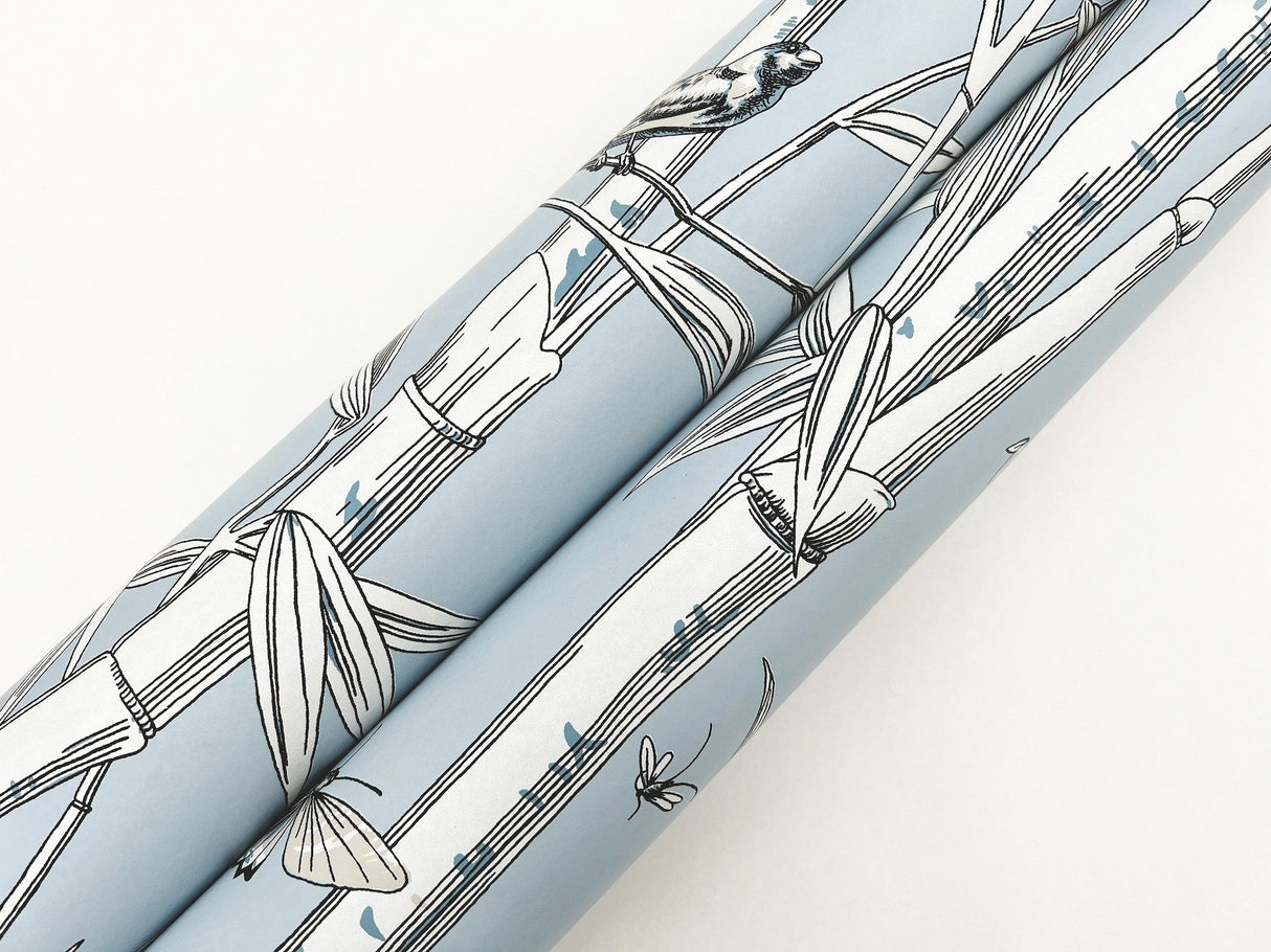 Bambou Toile Sky Blue Wallpaper with Transitional Toile Pattern - York RT7833