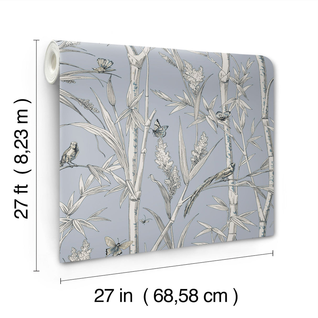 Bambou Toile Sky Blue Wallpaper with Transitional Toile Pattern - York RT7833