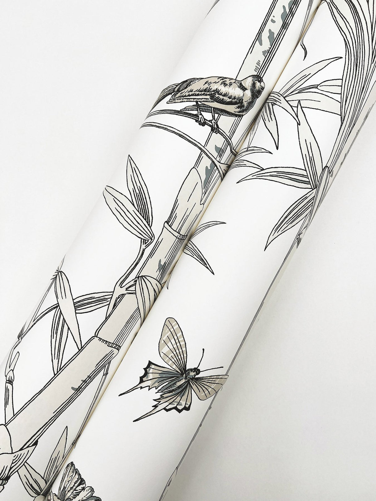 Bambou Toile White Wallpaper with Transitional Toile Pattern - York RT7836