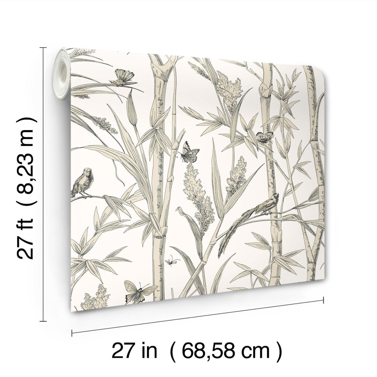Bambou Toile White Wallpaper with Transitional Toile Pattern - York RT7836