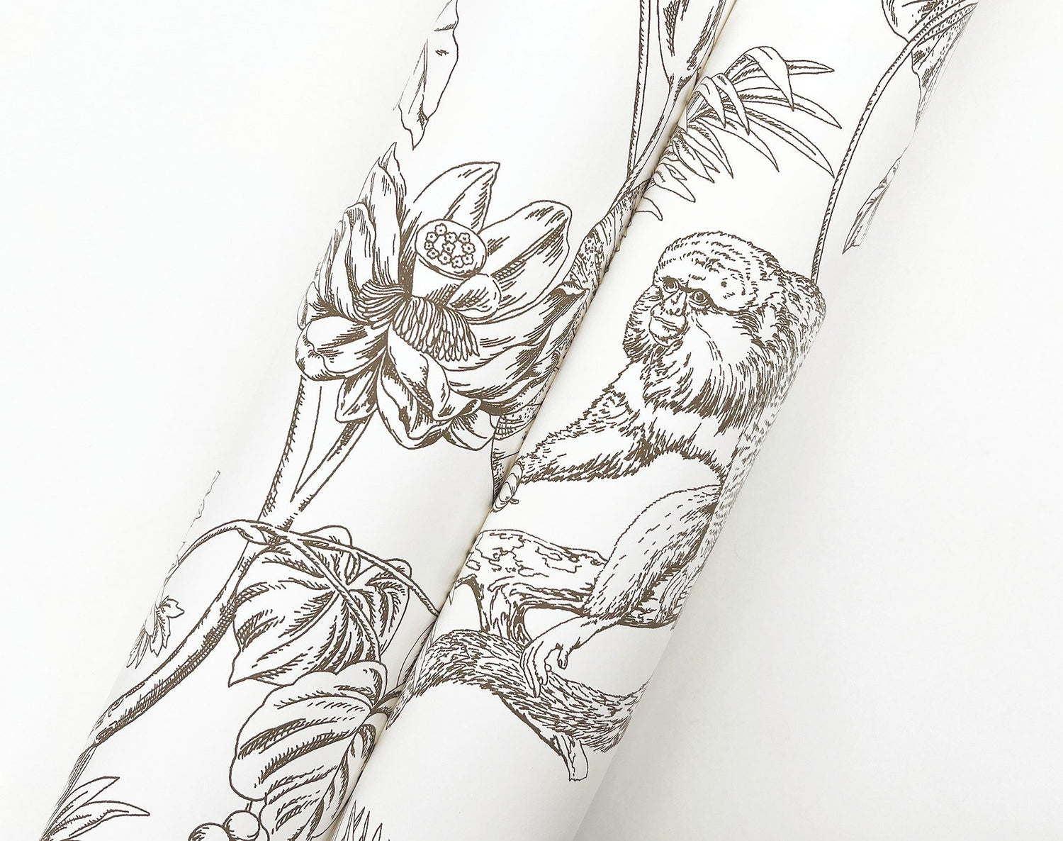 Tropical Sketch Toile Brown Wallpaper with Eclectic Toile Pattern - York RT7843