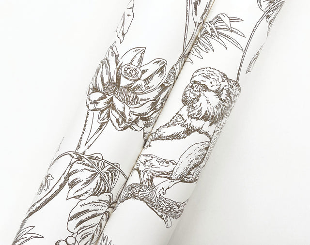 Tropical Sketch Toile Brown Wallpaper with Eclectic Toile Pattern - York RT7843