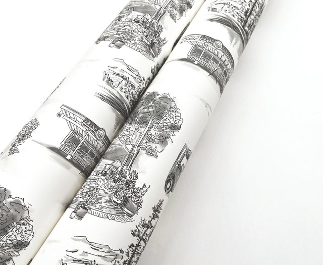 Modern Vista Toile Black Wallpaper with Modern Toile Pattern - York RT7861