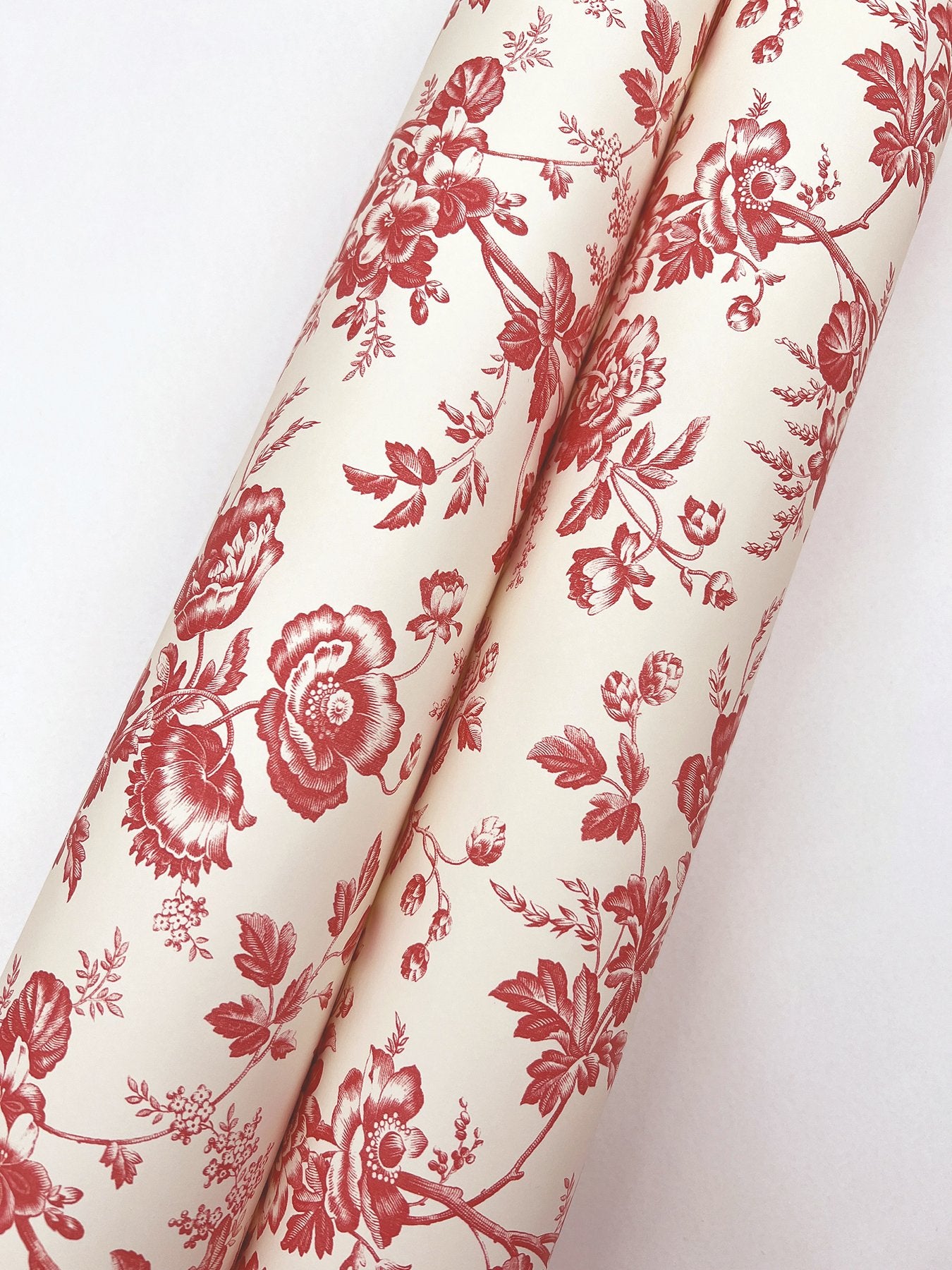 Anemone Toile French Red Wallpaper with Traditional Toile Floral Motif - York RT7871