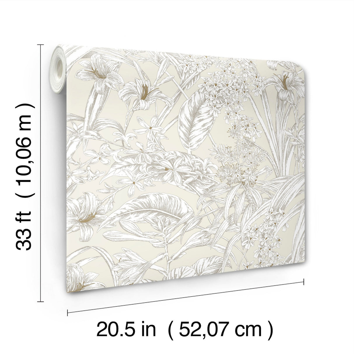 Orchid Conservatory Toile Beige & Taupe Wallpaper with Metallic Tropical Toile Pattern - York RT7883